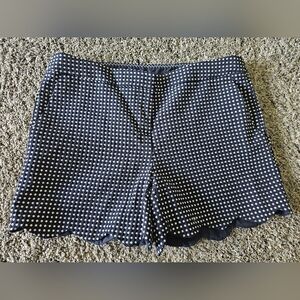 Kenar polka Dot Navy White Scalloped Shorts Side Pockets  Size 6